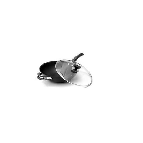 32cm (12-1/2inch) smokeless no-stick healthy wok with lid (Teflon free)