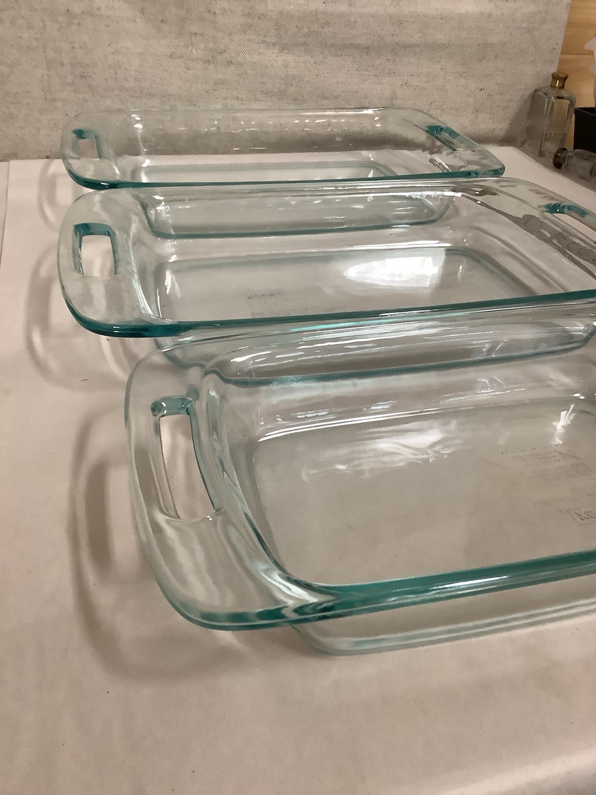 Pyrex Glass Open Handle Cooking Ware Estate Lot Of Three Pieces