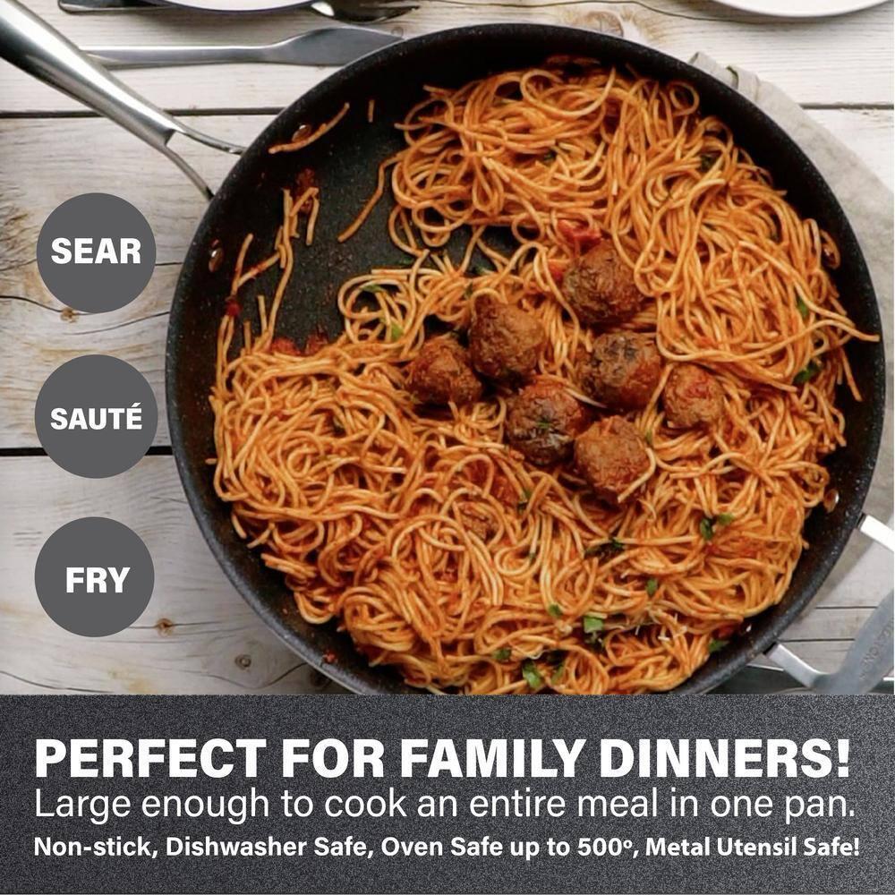 Granitestone Deep Saute Pan 5.5 Qt Nonstick Diamond-Infused Aluminum Glass Lid