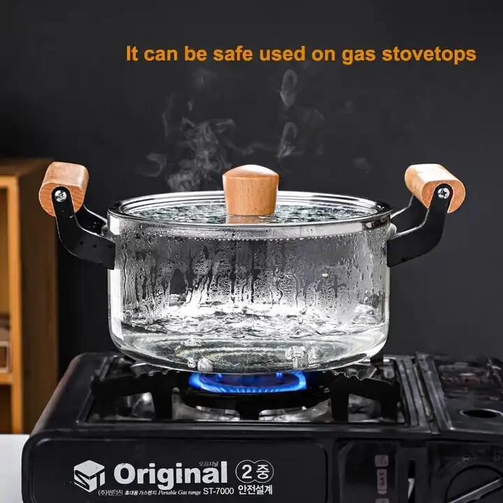High Borosilicate Heat Resistant Glass Cooking Pot Non Stick Great For Gift