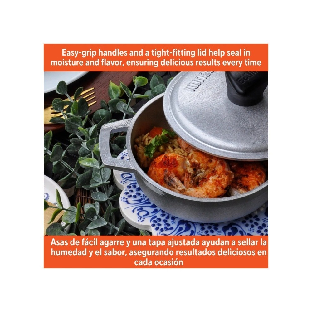 Cast Aluminum Dutch Oven Pot 0.5QT Small Saucepan with Lid 14cm