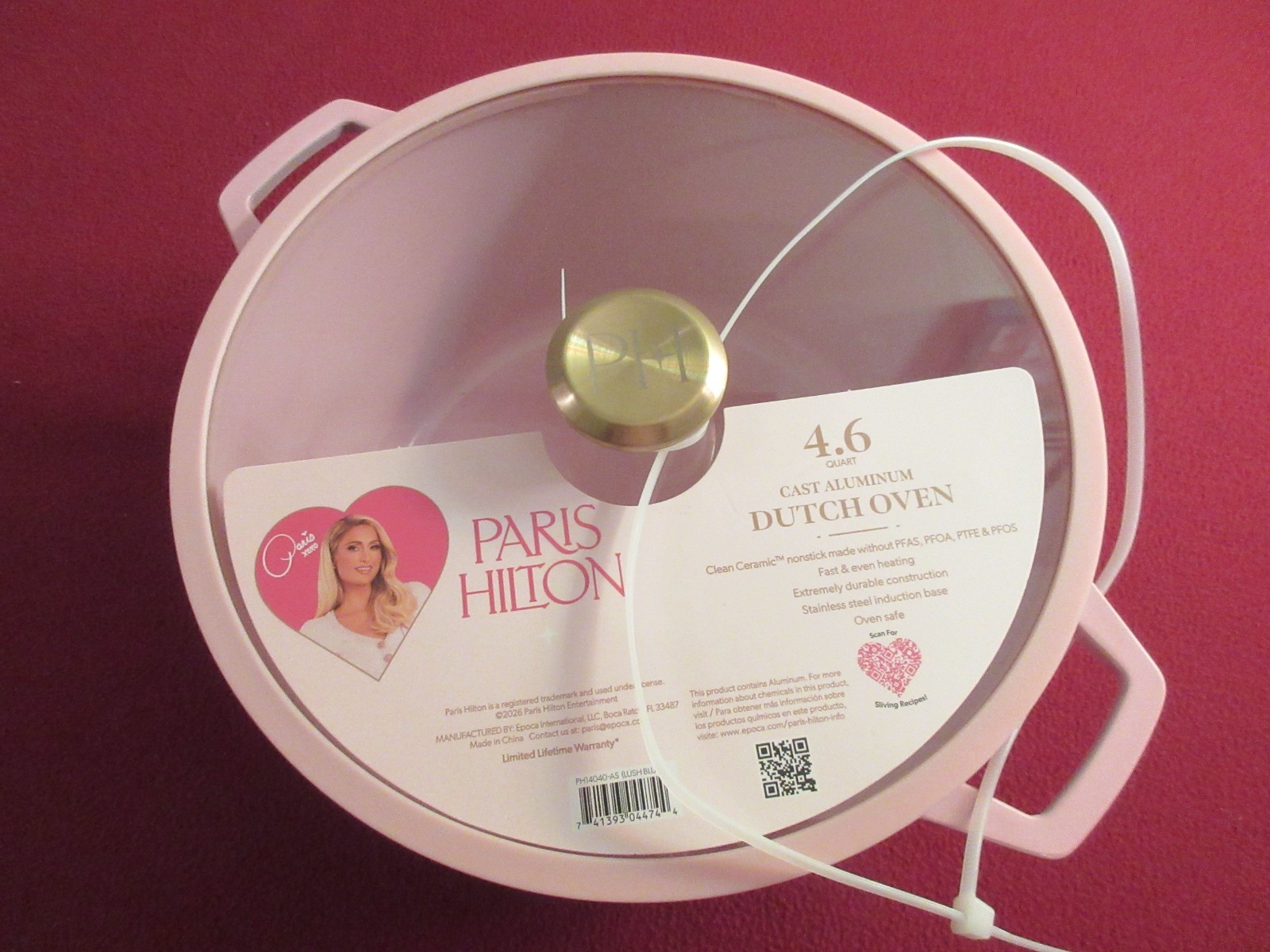 Paris Hilton Pink 4.6 Quart Cast Aluminum Dutch Oven Pot NWT