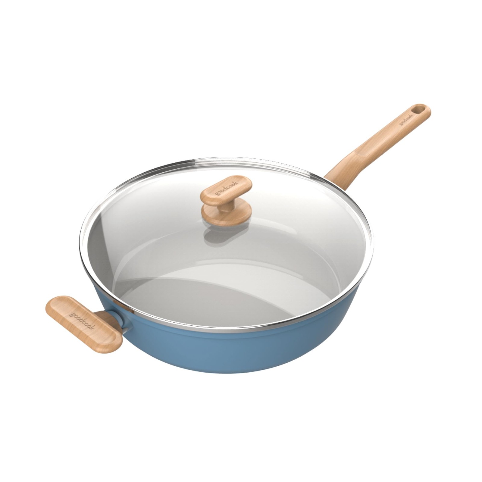 Healthy Ceramic Titanium-Infused 11” Jumbo Cooker with Lid, Light Blue – Indu…