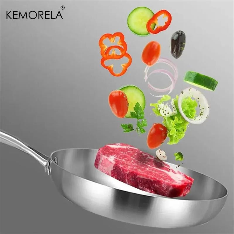 2/3PCS 304 Stainless Steel Frying Pan Set 22-28CM 5-Ply Nonstick Wok for Cooking