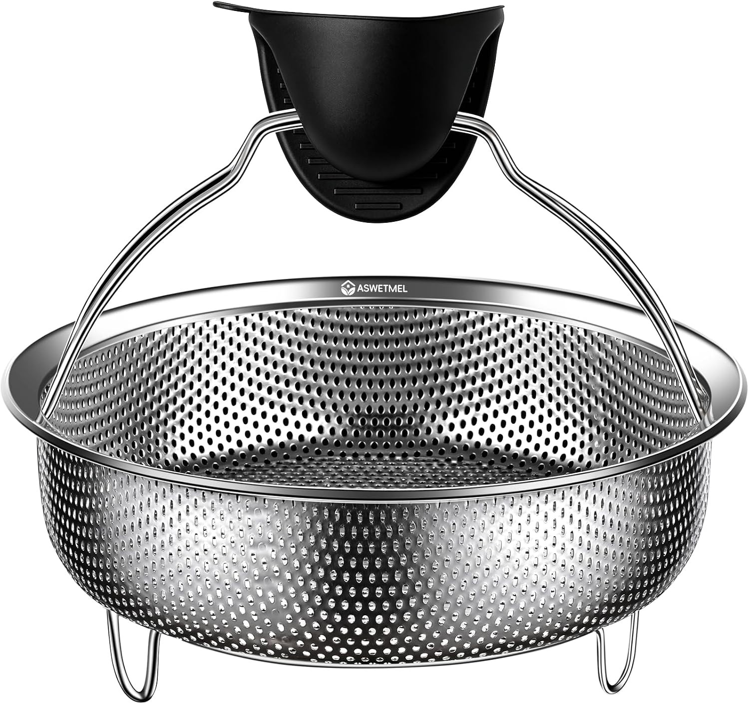 Stainless Steel Steamer Basket with Handle and Glove Diameter 8.66″, Steamer