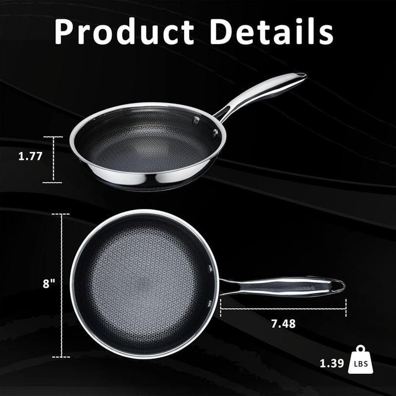 Non Stick Frying Pan Ceramic Skillet Stainless Steel Oven Safe Induction Cooktop
