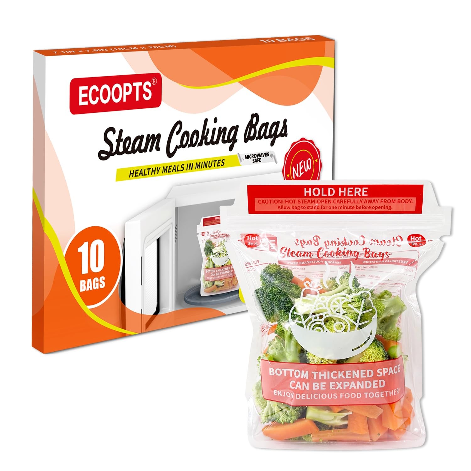 10×Steam Cooking Bags Microwave Steamer Bags Widen the Bottom Stand Upright Z…