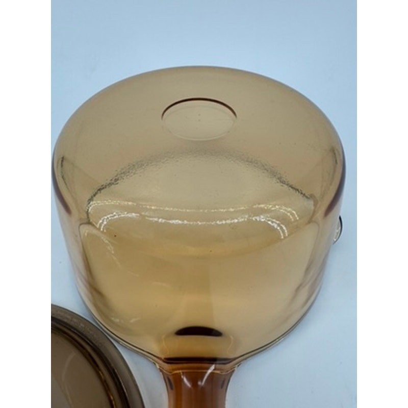 Corning Visions 1L Amber Glass Saucepan V-1-C Lid USA Vintage Pyroceram 1 Liter