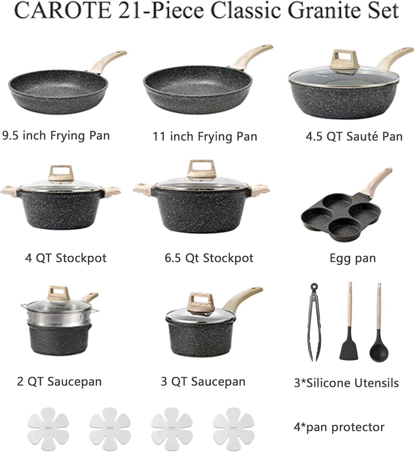 Induction-Ready 21-Piece Cookware Set with Ultra Nonstick Surface – Cook Smarter
