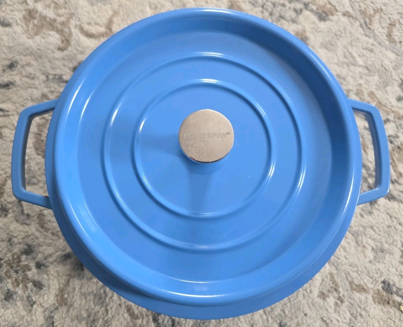 Masterpan Blue Cast Iron Non-Stick Round Casserole Pan/Pot with Lid, Two-Piece