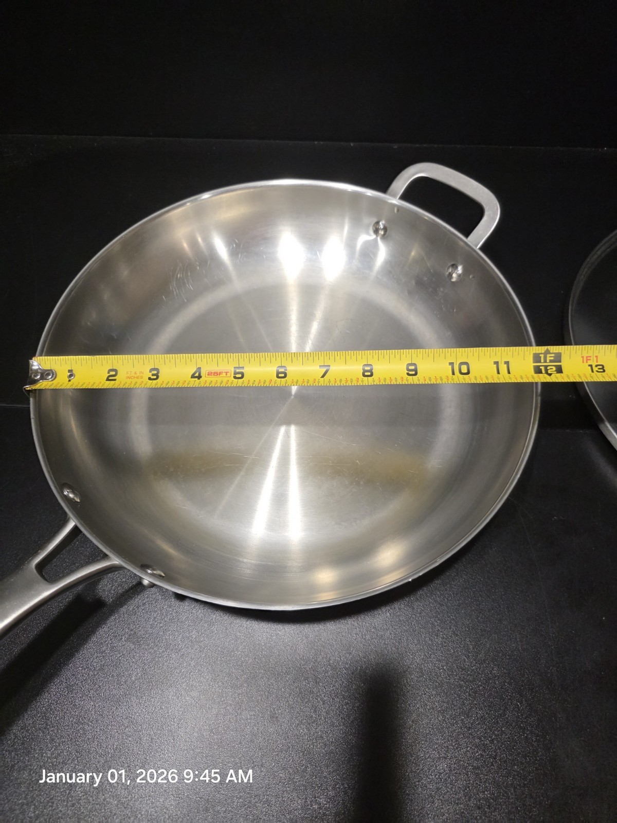 Calphalon Stainless Cookware Lot 12″ w Lid, 10″, 8″ Skillets, 3 Qt Saucepan
