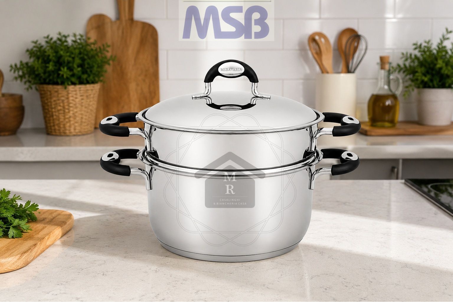 Steam cooking set 3 pieces stainless steel 18/10 Ø 24 cm induction MSBavaria