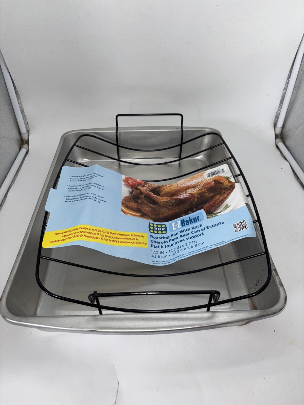 EZ Baker Large Steel bakeware Non-Stick Rack 17.2×12.7×2.7” Never Used READ