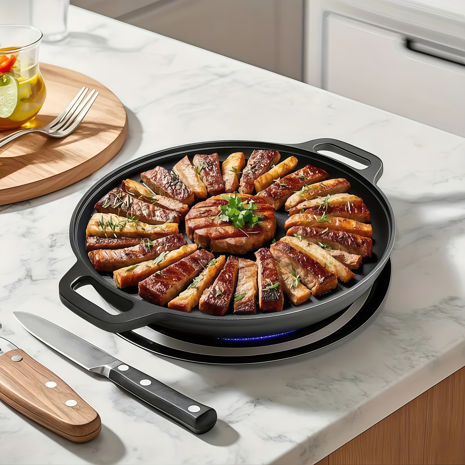Pre-Seasoned Heavy-Duty Cast Iron Skillet – Non-Stick Pizza Pan & Griddle