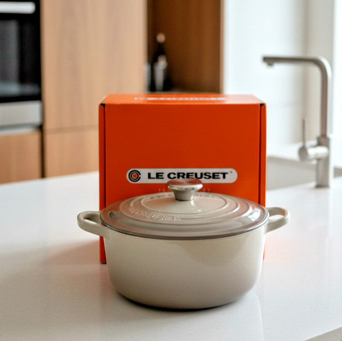Le Creuset 22cm Cocotte Bis Dutch Oven Cast Iron Casserole Nutmeg Gray France