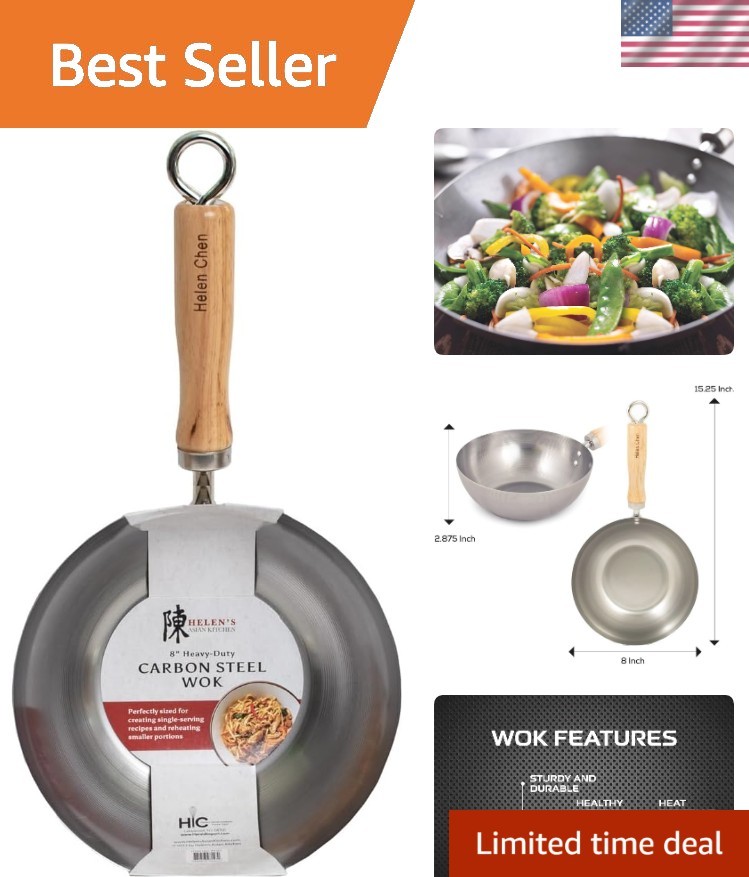 Helen’s Asian Kitchen 8-Inch Wok – Durable Carbon Steel for Perfect Stir Fry
