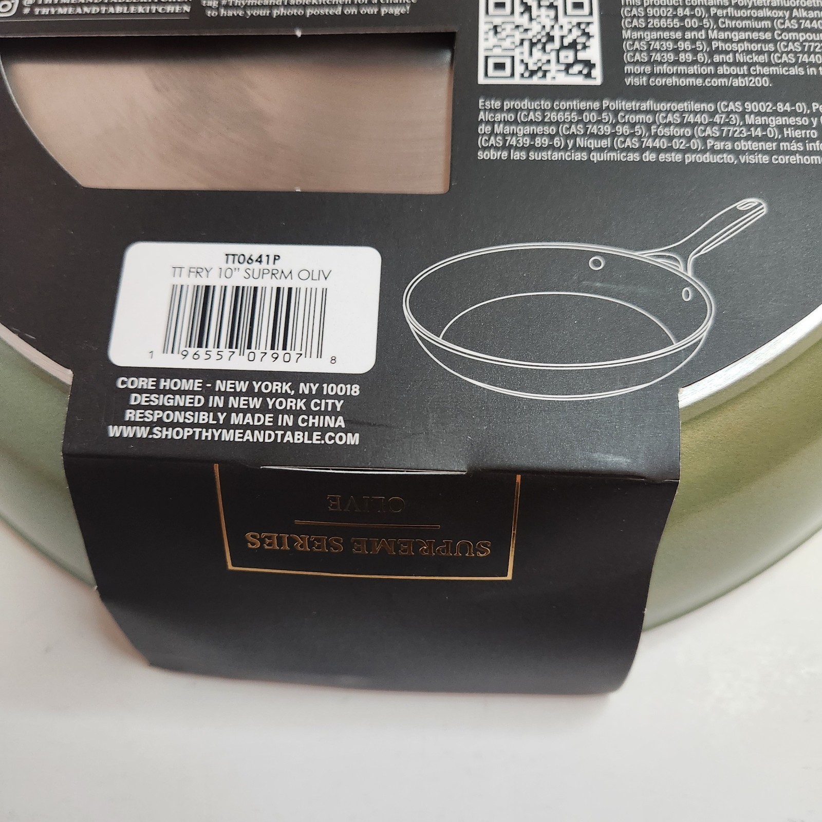 Thyme & Table 10 In Non-Stick Fry Pan Olive Heavy Duty Oven Safe New In Package