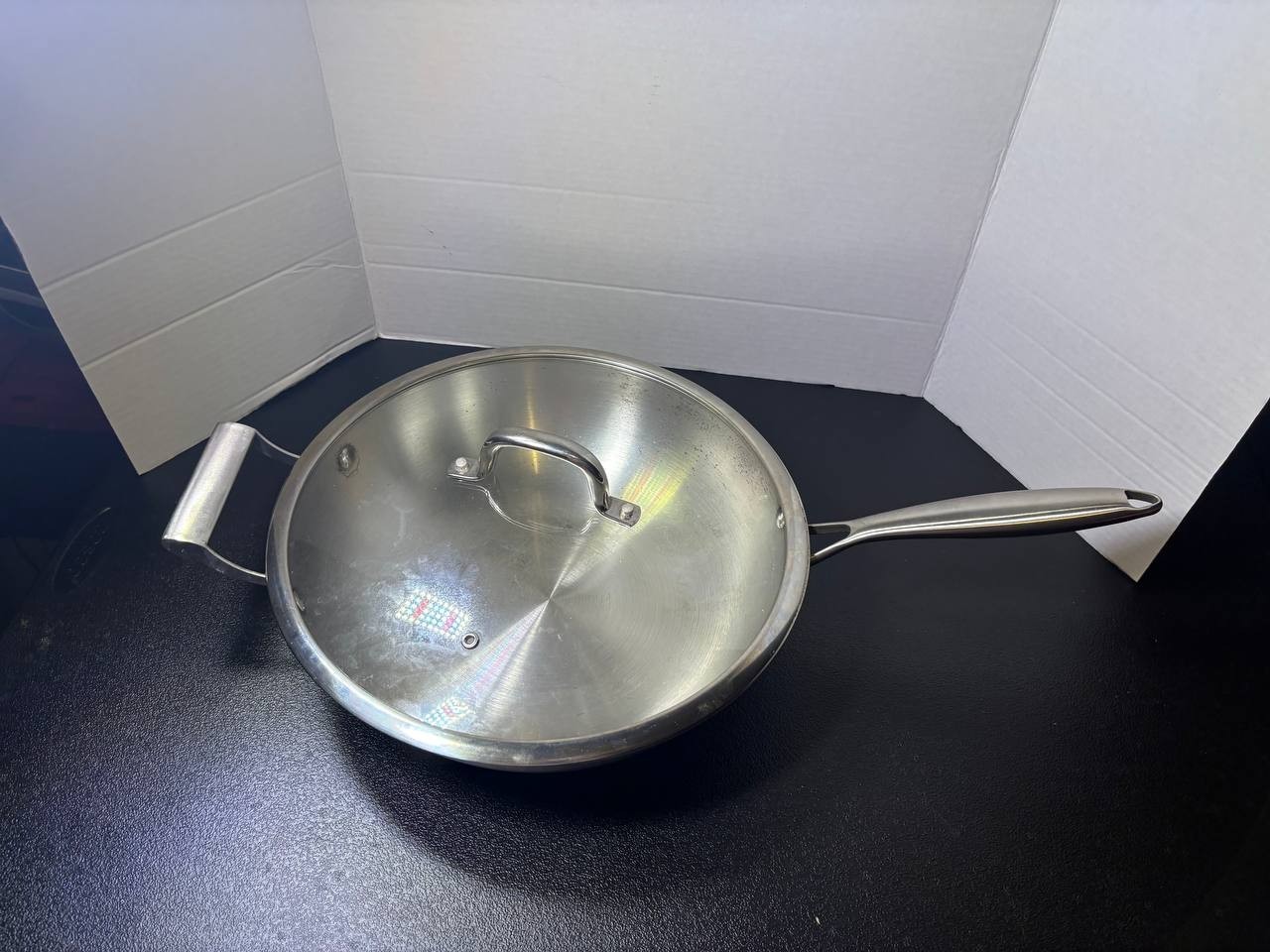 Miu Professional Tri-Ply Stainless Steel Wok Pan with Lid & Helper Handle