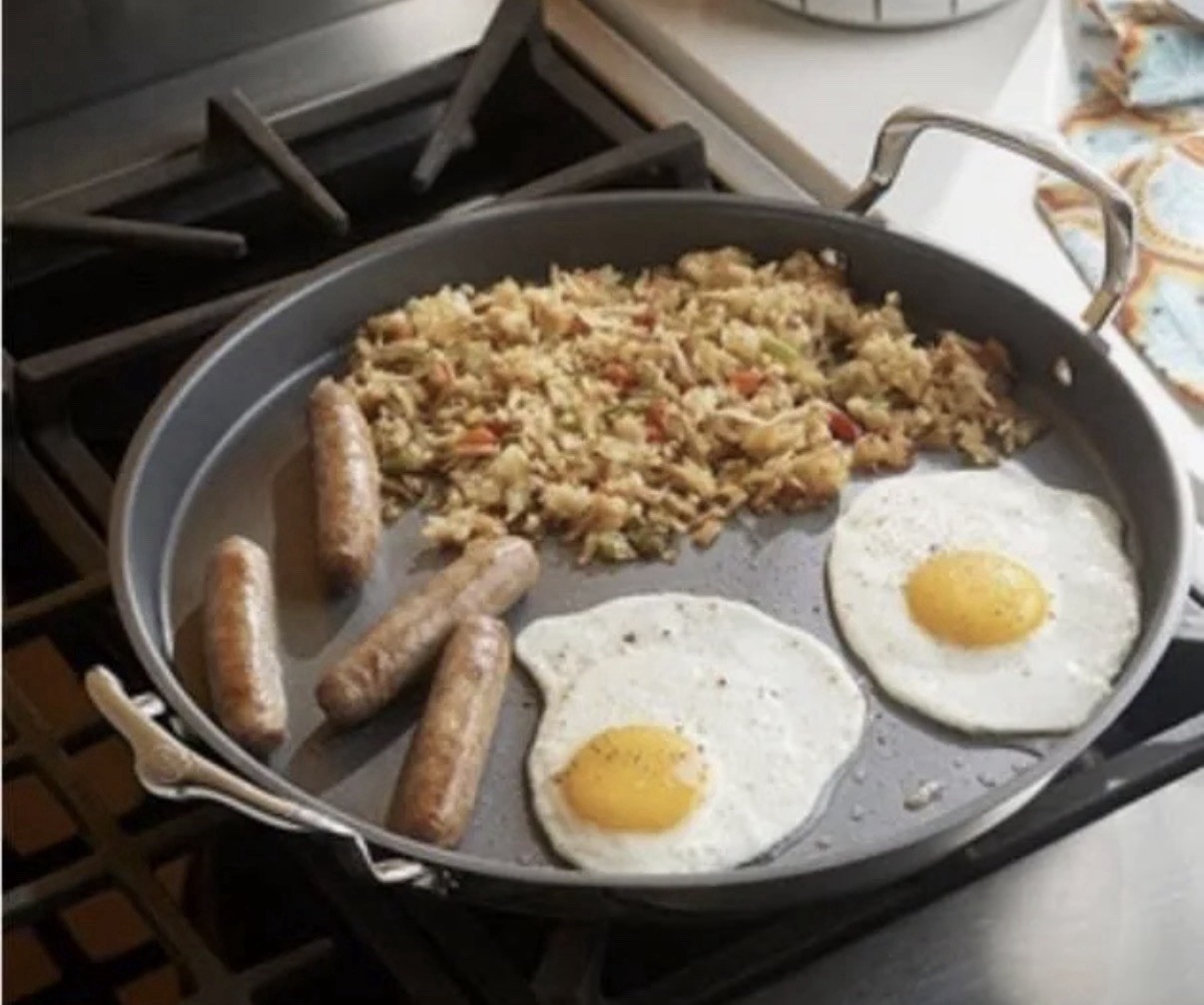 Princess House Round Non-Stick Griddle Pan with Glass Lid & Long Handle
