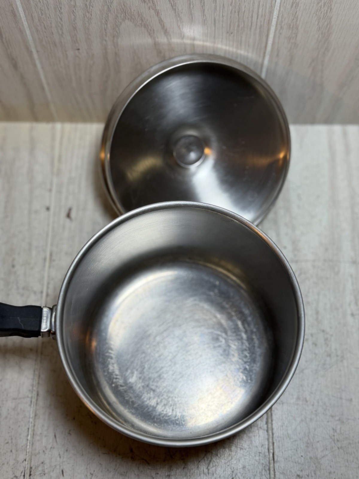 Vtg Farberware 1-1/2 Qt Pot Aluminum Clad Stainless W/Lid.