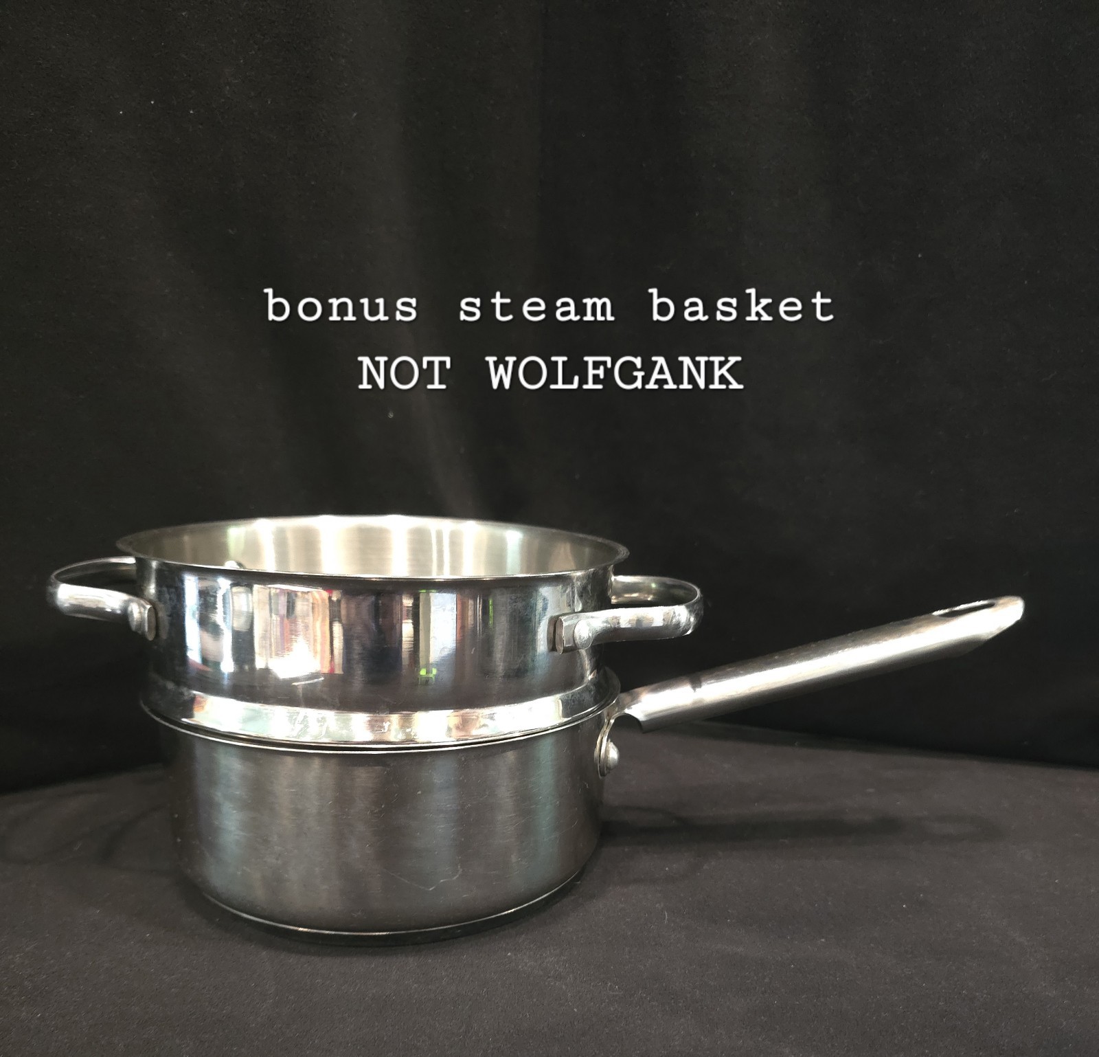 Wolfgang Puck Cafe Collection 8 piece set 18/10 Stainless Cookware Set EUC