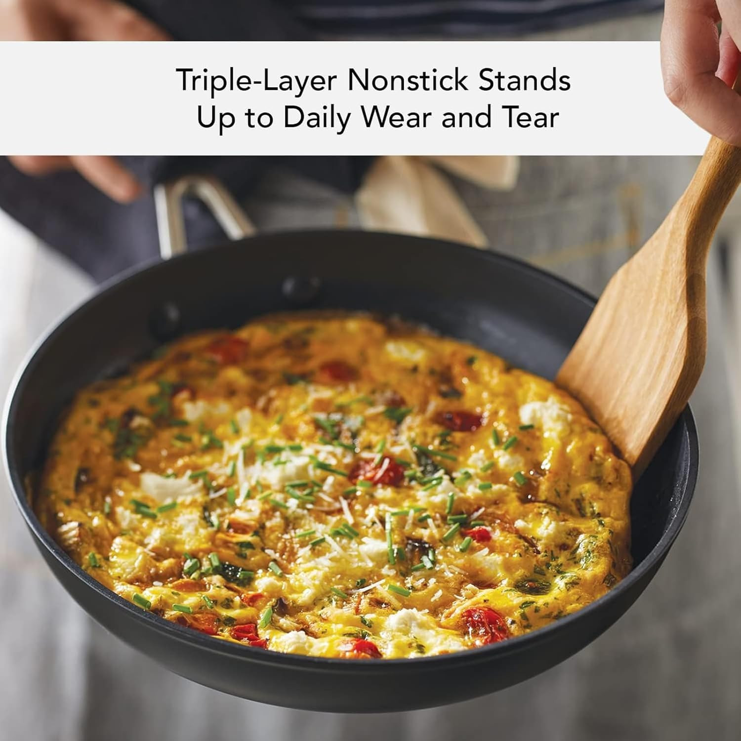 Induction Nonstick Frying Pan Set, 3-Piece, Durable & Easy-Clean, Matte Black