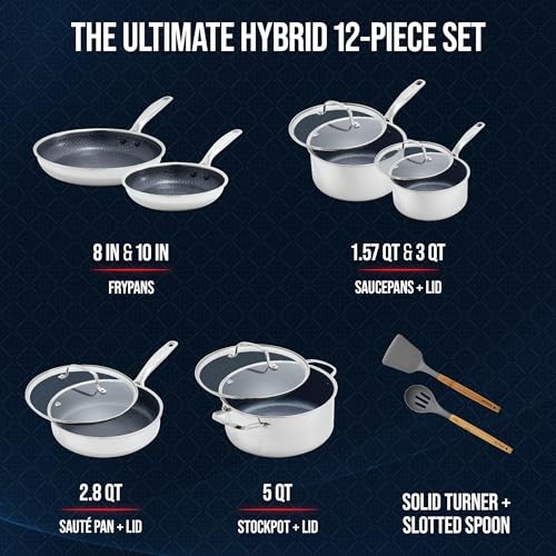 Blue Diamond Hybrid Nonstick Stainless Steel 12pc Cookware
