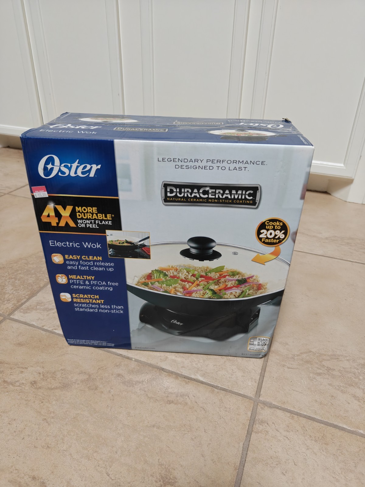 Oster DuraCeramic Electric Wok 14in Ceramic Nonstick w/ Lid, Easy Clean