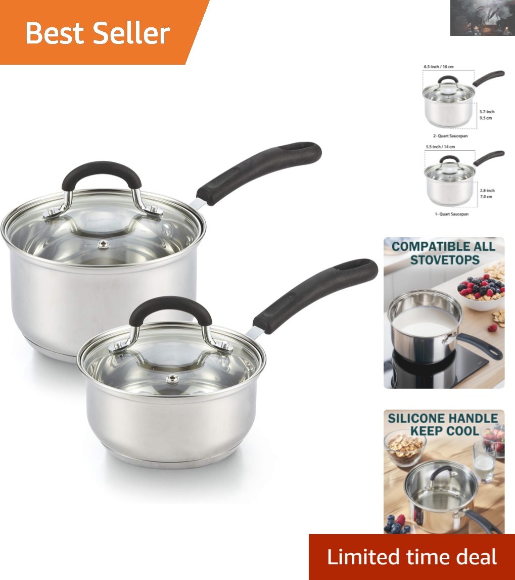 Elegant 1 & 2 Quart Stainless Steel Cookware Set – Induction & Dishwasher Safe