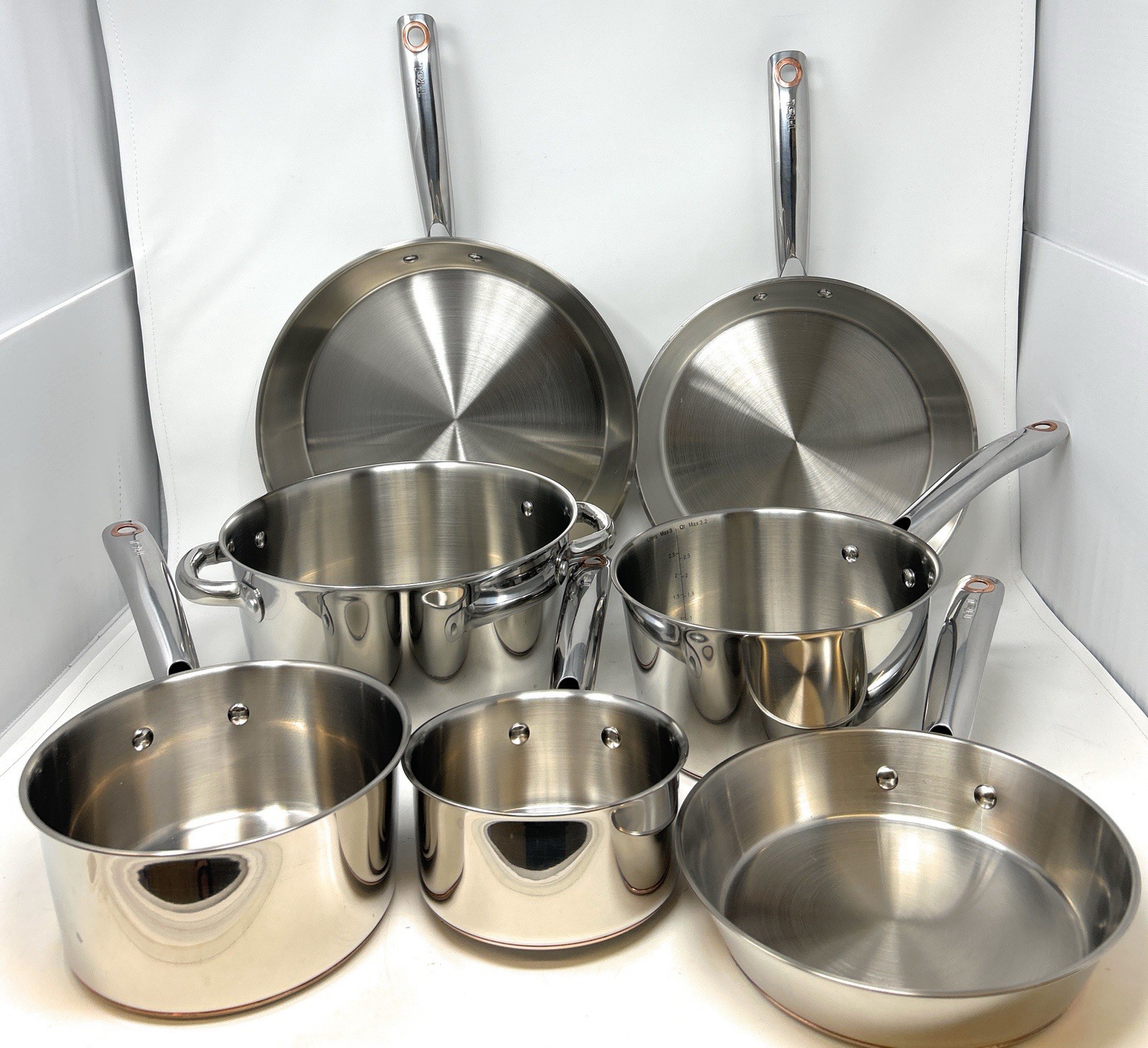 T-Fal Ultimate Stainless Steel Copper Bottom Cookware 12pc Set Induction