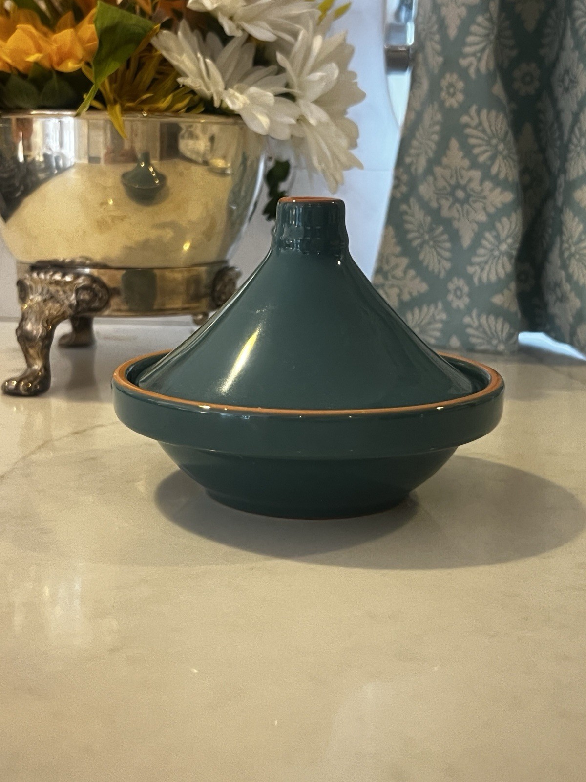 World Market Aqua Terracotta Mini Tangine Made In Portugal