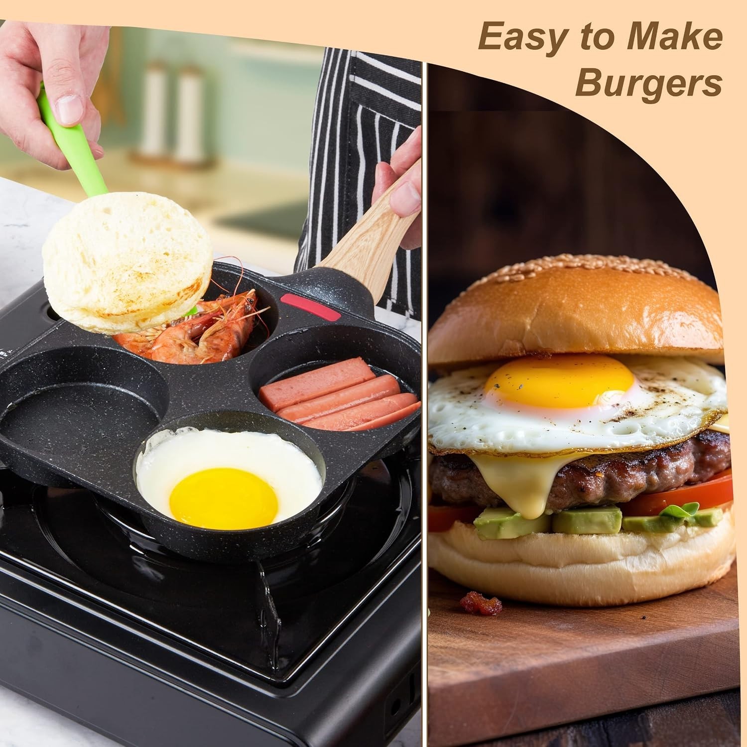 MyLifeUNIT Egg Frying Pan, 4-Cup Egg Pan Nonstick