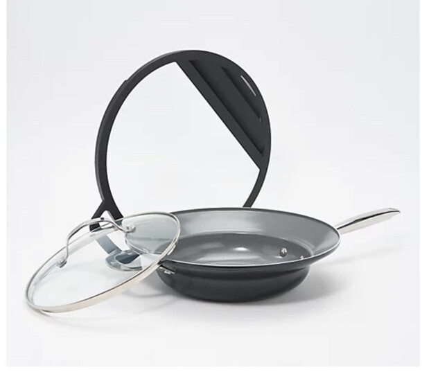 Fusionware 2-qt Nonstick Skillet with Helper Handle. Black – NEW