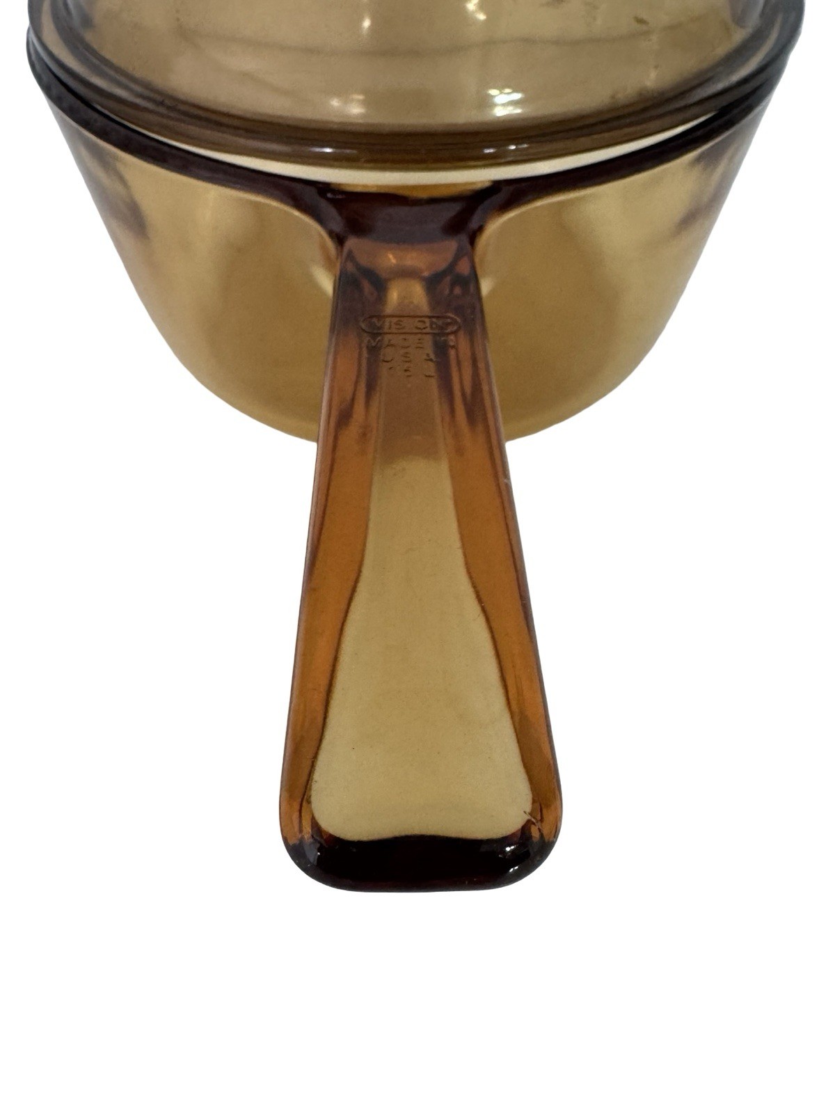 Vintage Corning Vision Ware Amber Glass Saucepan 1.5L w/ Pyrex Lid Cookware Pot
