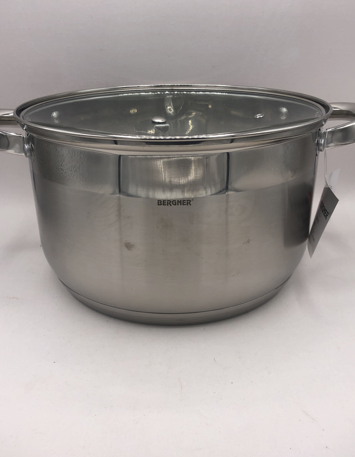 New Bergner Stainless Steel cookware Stock pot Casserole W/ Glass Lid 6.3-qt