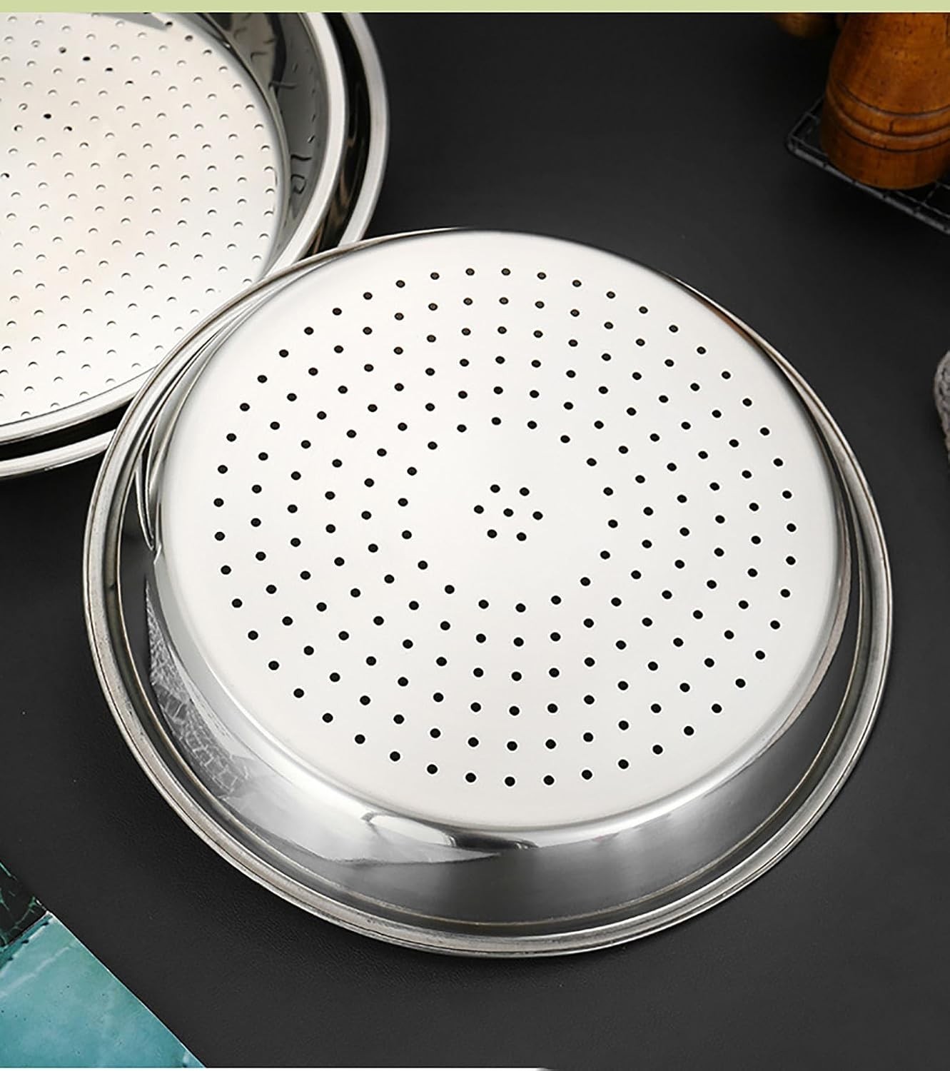 Steamer Plate, 2 Pcs 12.6 Inch Round Stainless Steel Steaming Net for Food St…