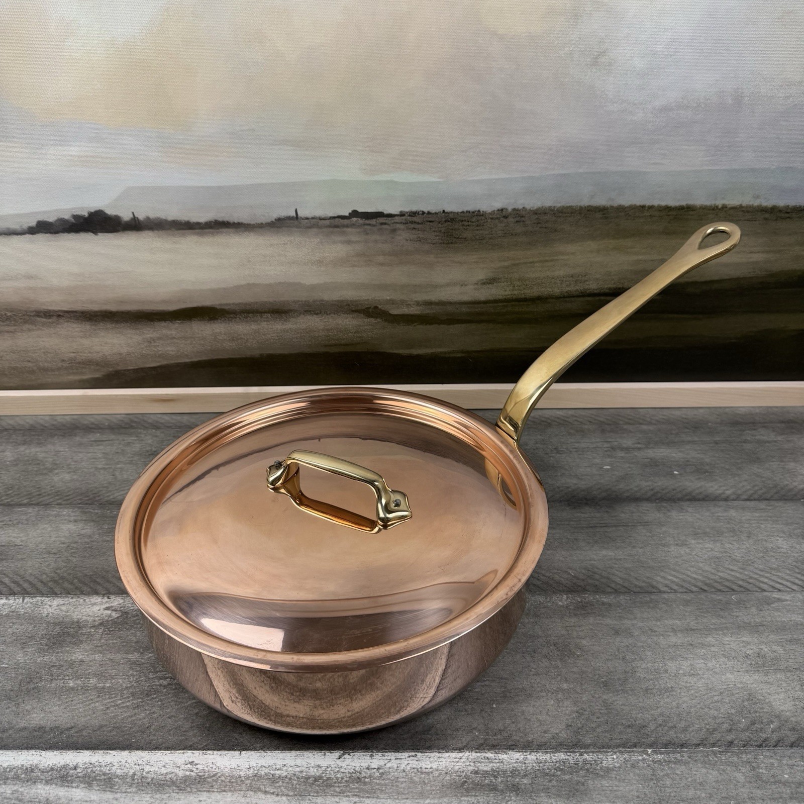 Williams Sonoma Mauviel M’250B Copper Saute Pan W/Lid 3-qt. Scuffed Tarnish Read