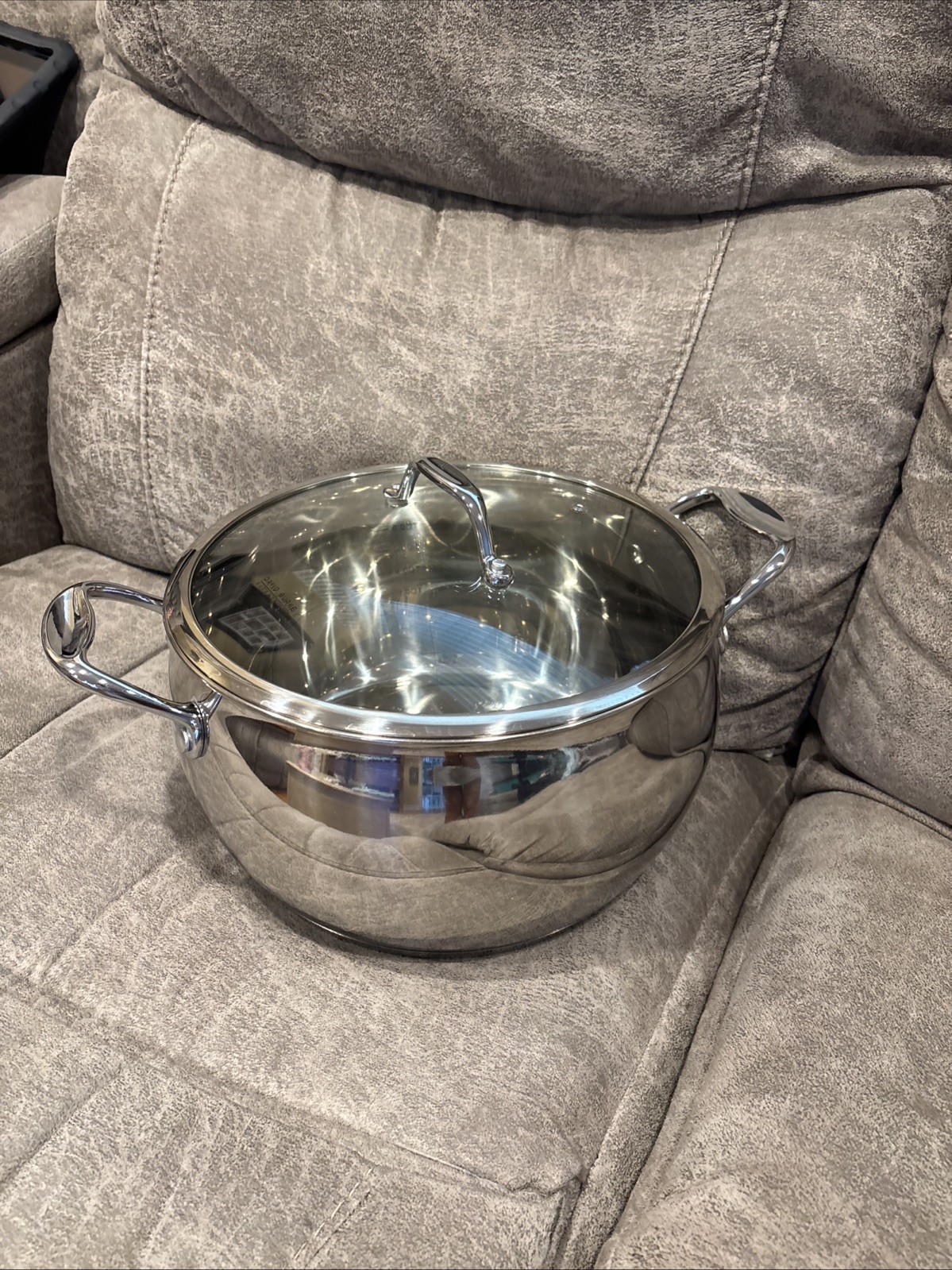 David Burke Huge 9 Qt Stock Pot w/ Vented Glass Lid Gourmet Pro Stainless Steel