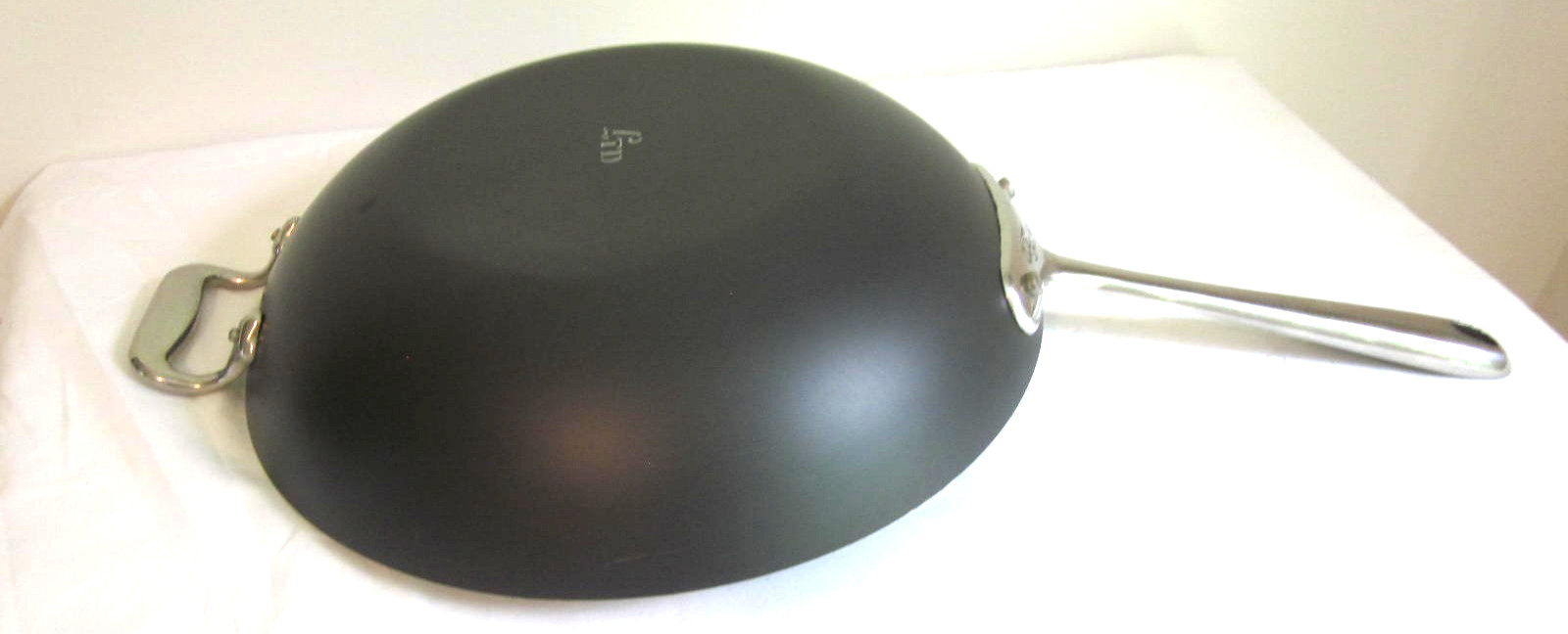 All Clad LTD 12 Stainless Steel Stir Fry Wok Pan Flat Bottom Beautiful Condition