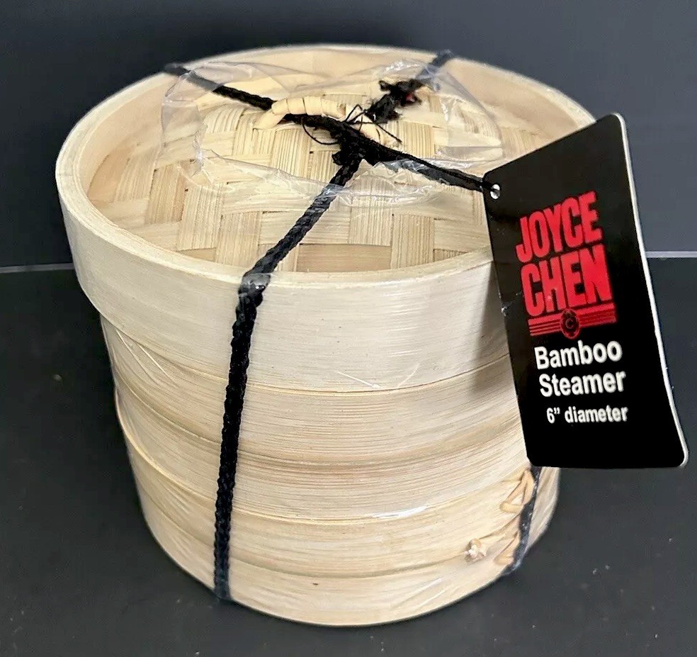 Joyce Chen 6 Inch 2 Tier Bamboo Steamer Baskets With Lid 100% Natural