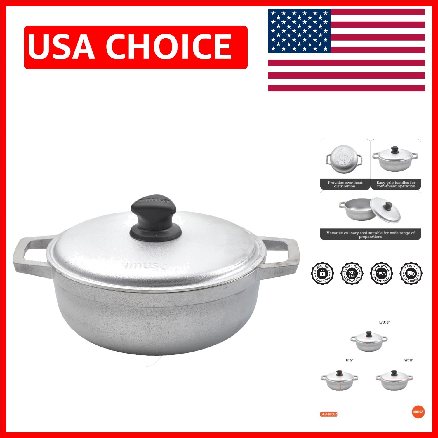Elegant 2QT Caldero Stock Pot in Cast Aluminum – Perfect for Culinary Creations