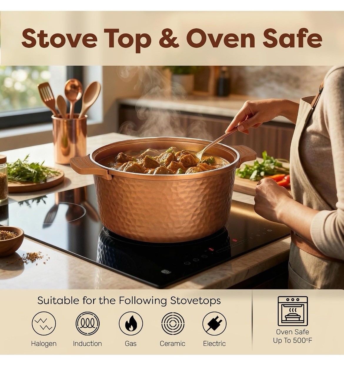 Gotham Steel Hammered 5 Qt Lightweight Dutch Oven