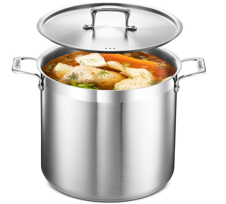 Olla stockpot 16QT acero inoxidable tapa incluida apta horno 260°C