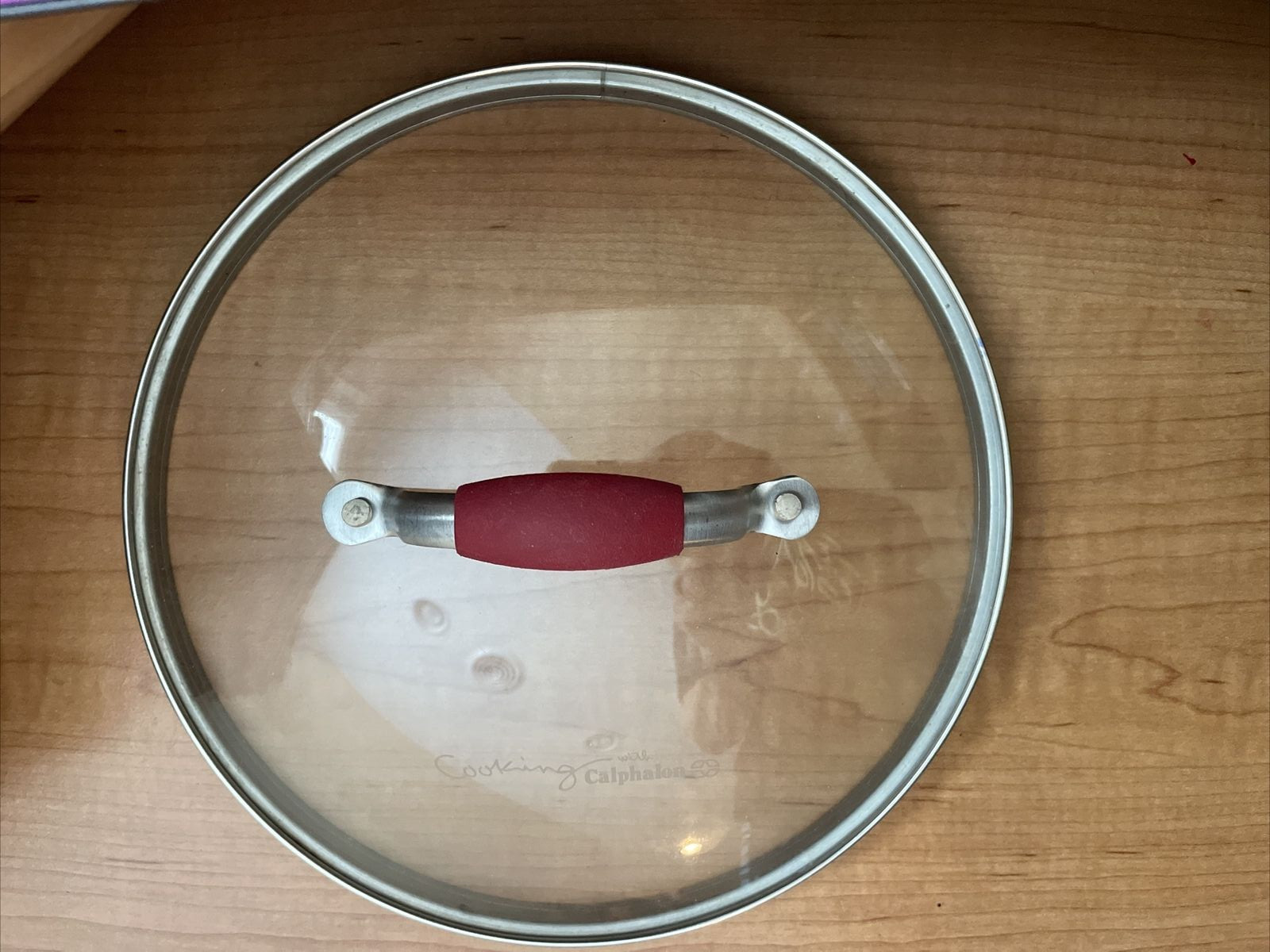 Cooking with Calphalon 6 1/2″ Replacement Glass Lid Red Handle (Lid Only-No Pot)