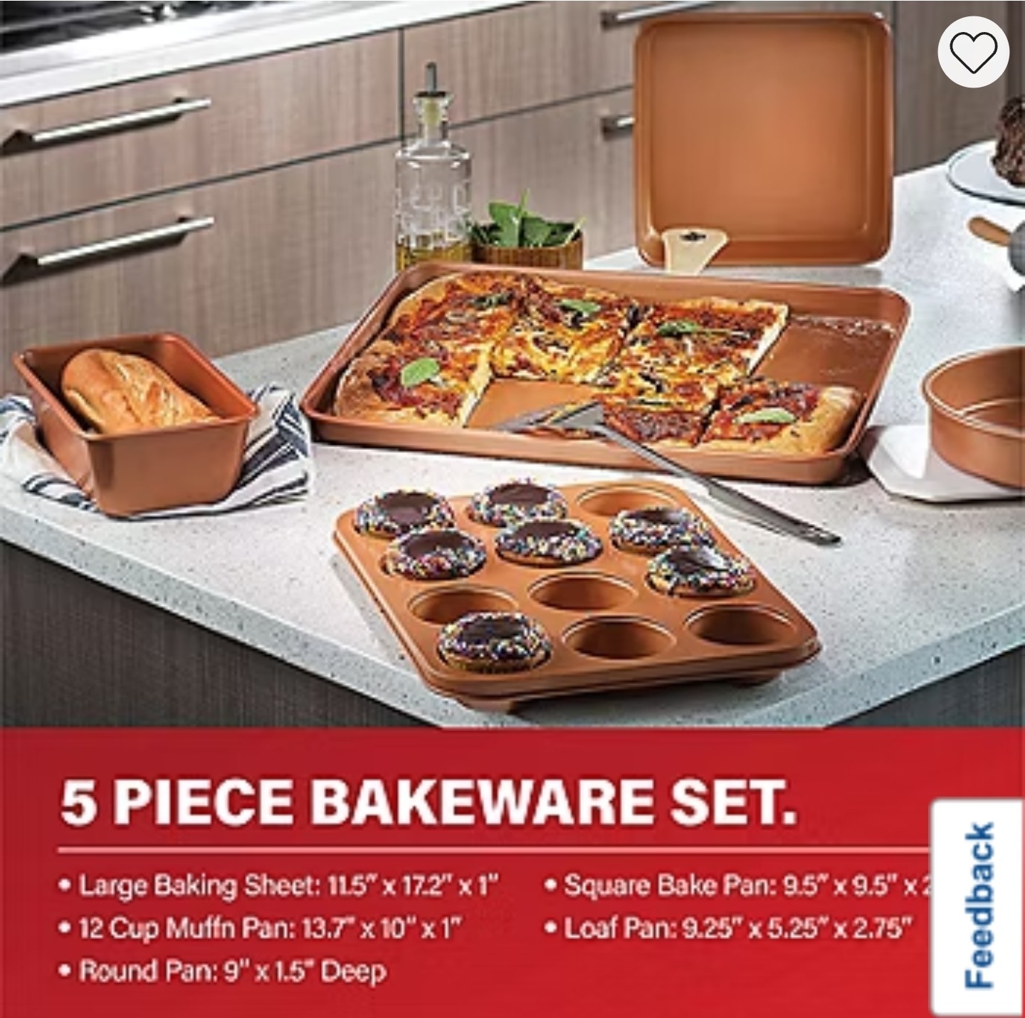 Gotham Steel Diamond 20-Piece Red Nonstick Ceramic Cookware Bakeware Set