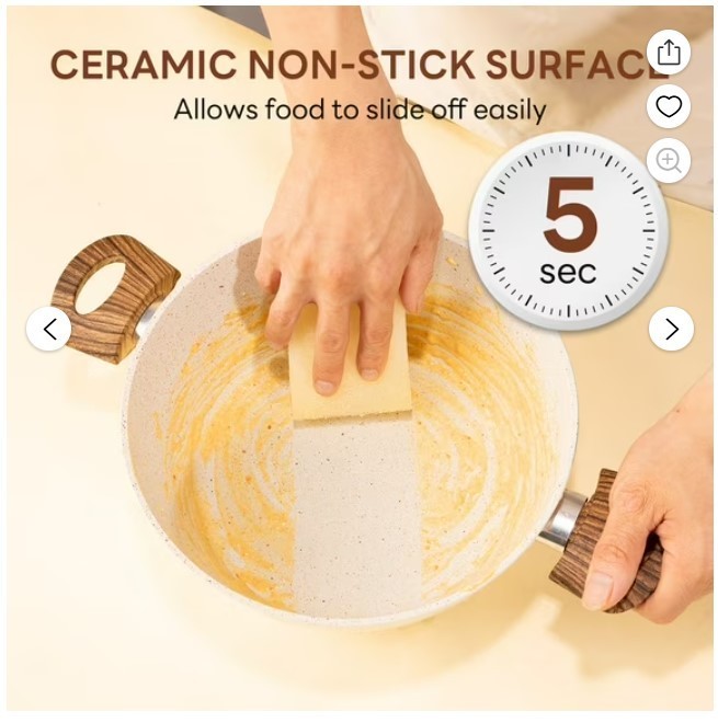 17 Pcs Non-Stick Pots and Pans, Non-toxic Kitchen Cooking Set with Stay-Cool …