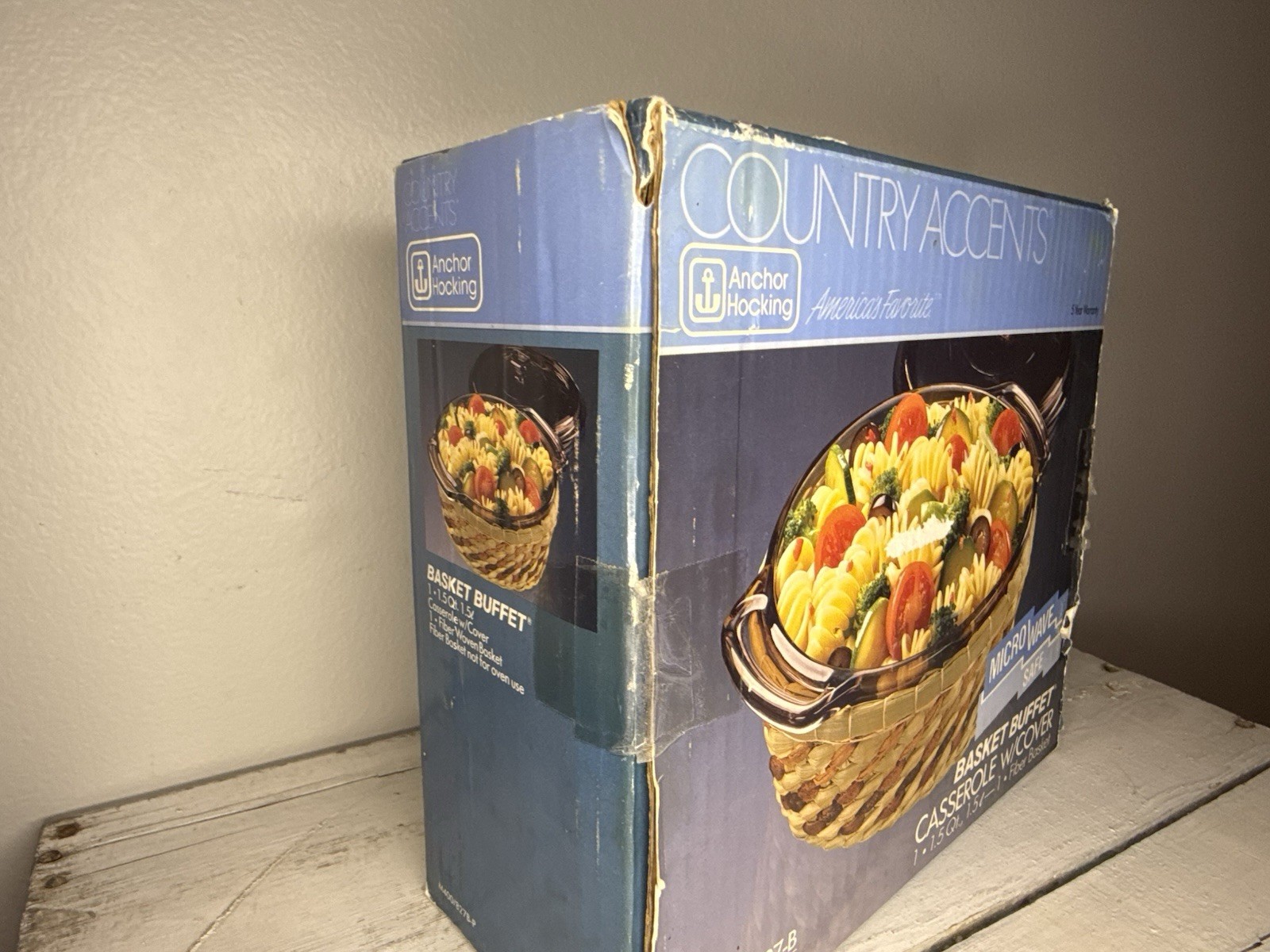 Vtg Anchor Hocking Basket Buffet Harvest Amber 1.5qt Casserole New in Box M400