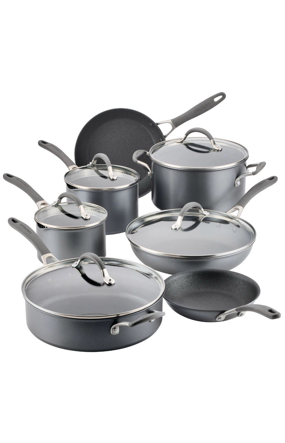 Circulon A1 Series with Scratchdefense Cookware Set, 12 Piece, Graphite, Display