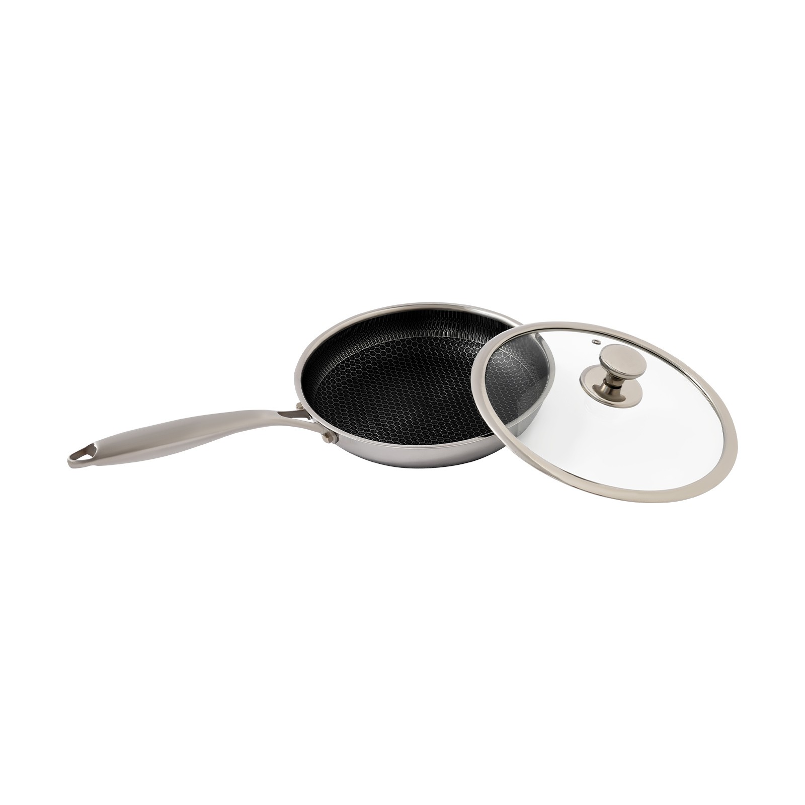 Stainless Steel Frying Pan, Frying Pan [316 Double-sided Full Screen+glass Cover