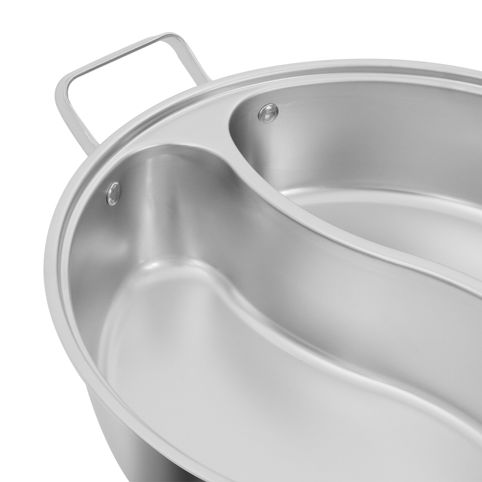 2-Compartment 7L (1.85 Gal) Stainless Steel Hot Pot with Divider & Glass Lid